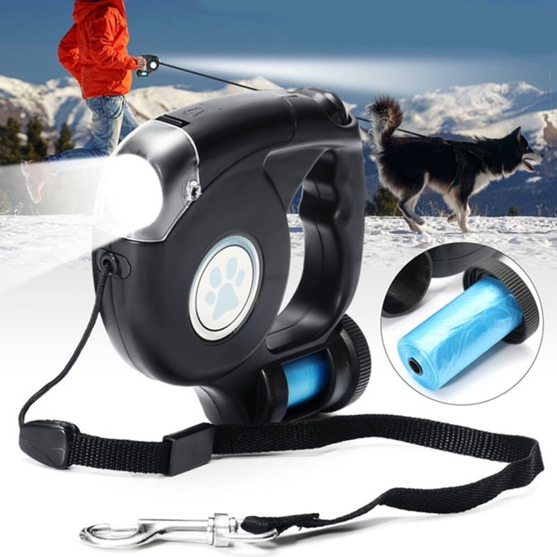 4.5M LED Flashlight Extendable Retractable Pet Dog Leash Lead with Garbage Bag - 𝐝𝐮𝐯𝐥𝐚𝐬𝐡𝐨𝐩.𝐜𝐨𝐦