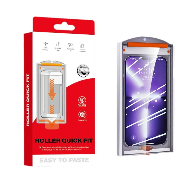 Protector de ecran din sticlă securizată pentru Apple iPhone 15 Pro Max, folie anti-spionaj cu instrument de aplicare cu rolă anti-praf