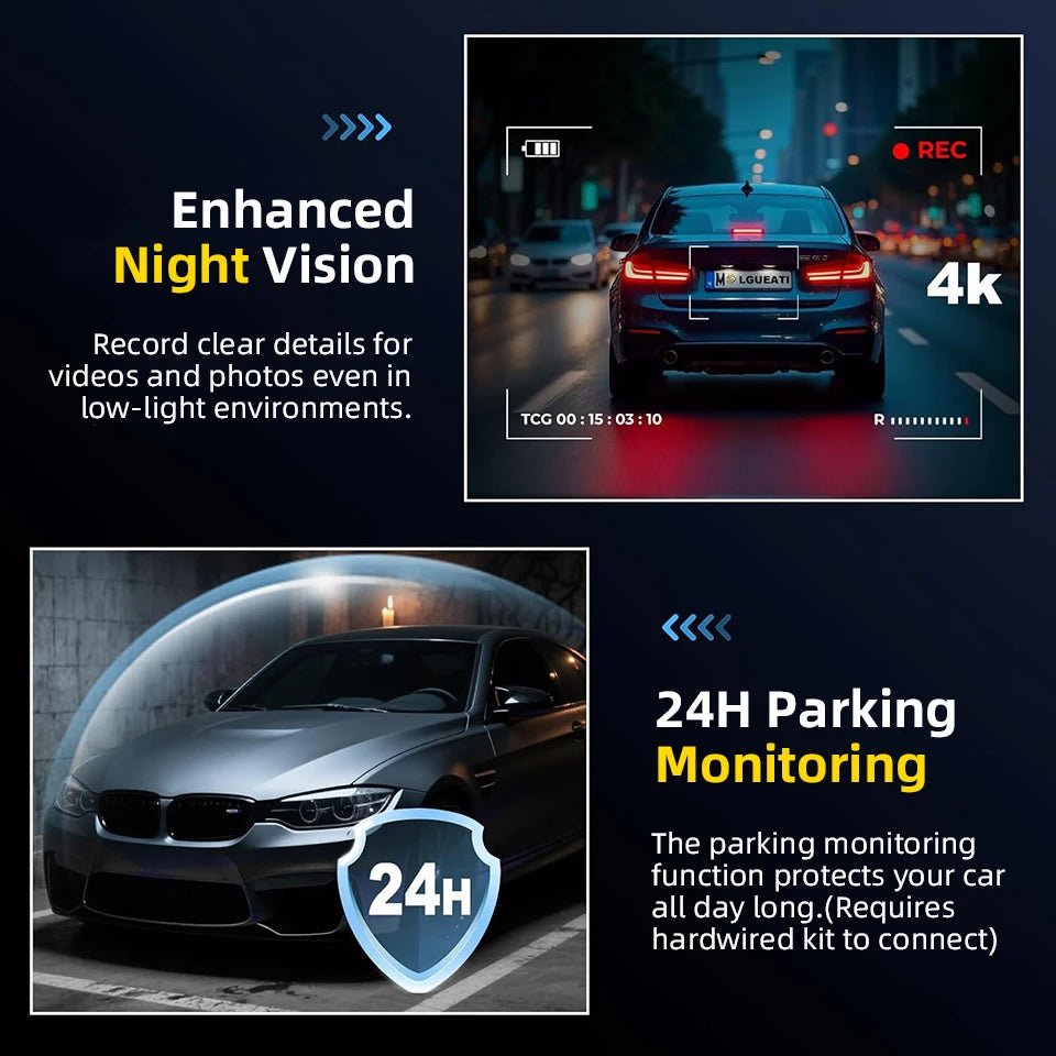 4K Dash Cam Built - in WiFi GPS HD Night Vision Driving Recorder Loop Recording Support APP Control 24H Parking Monitoring - 𝐝𝐮𝐯𝐥𝐚𝐬𝐡𝐨𝐩.𝐜𝐨𝐦