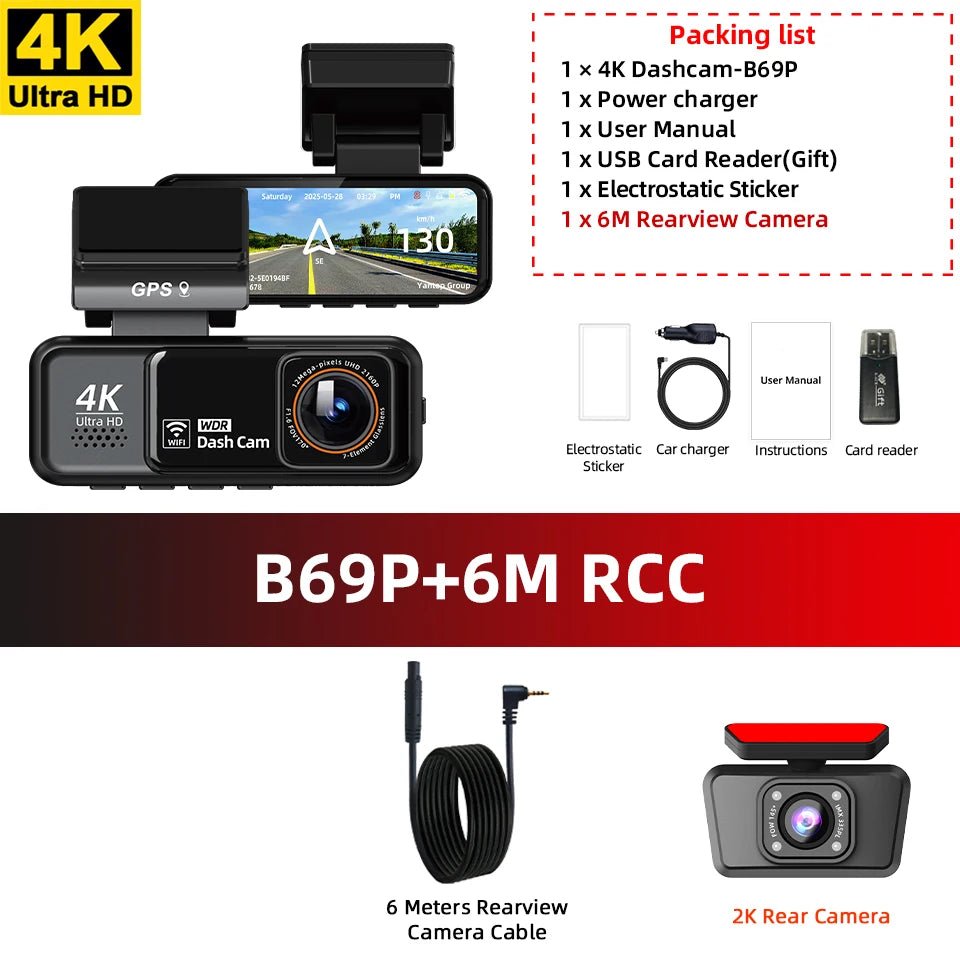 4K Dash Cam Built - in WiFi GPS HD Night Vision Driving Recorder Loop Recording Support APP Control 24H Parking Monitoring - 𝐝𝐮𝐯𝐥𝐚𝐬𝐡𝐨𝐩.𝐜𝐨𝐦
