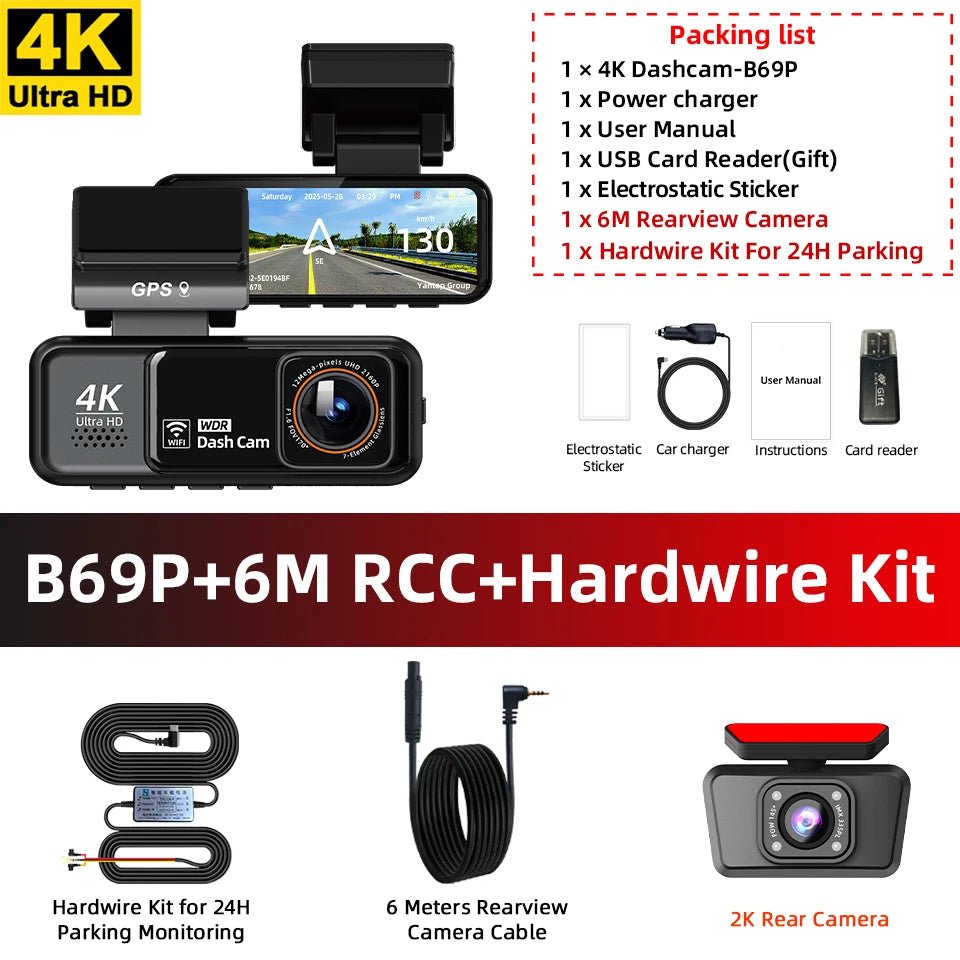 4K Dash Cam Built - in WiFi GPS HD Night Vision Driving Recorder Loop Recording Support APP Control 24H Parking Monitoring - 𝐝𝐮𝐯𝐥𝐚𝐬𝐡𝐨𝐩.𝐜𝐨𝐦