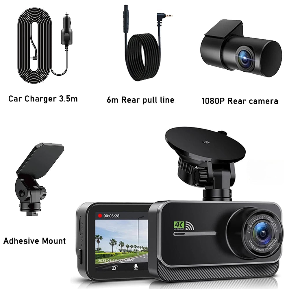 4K WiFi Dual Dash Cam Real 4K Optional rear/ cabin cam Installation 3"IPS NightVision 24H Parking Mode Dashboard Camera Recorder - 𝐝𝐮𝐯𝐥𝐚𝐬𝐡𝐨𝐩.𝐜𝐨𝐦