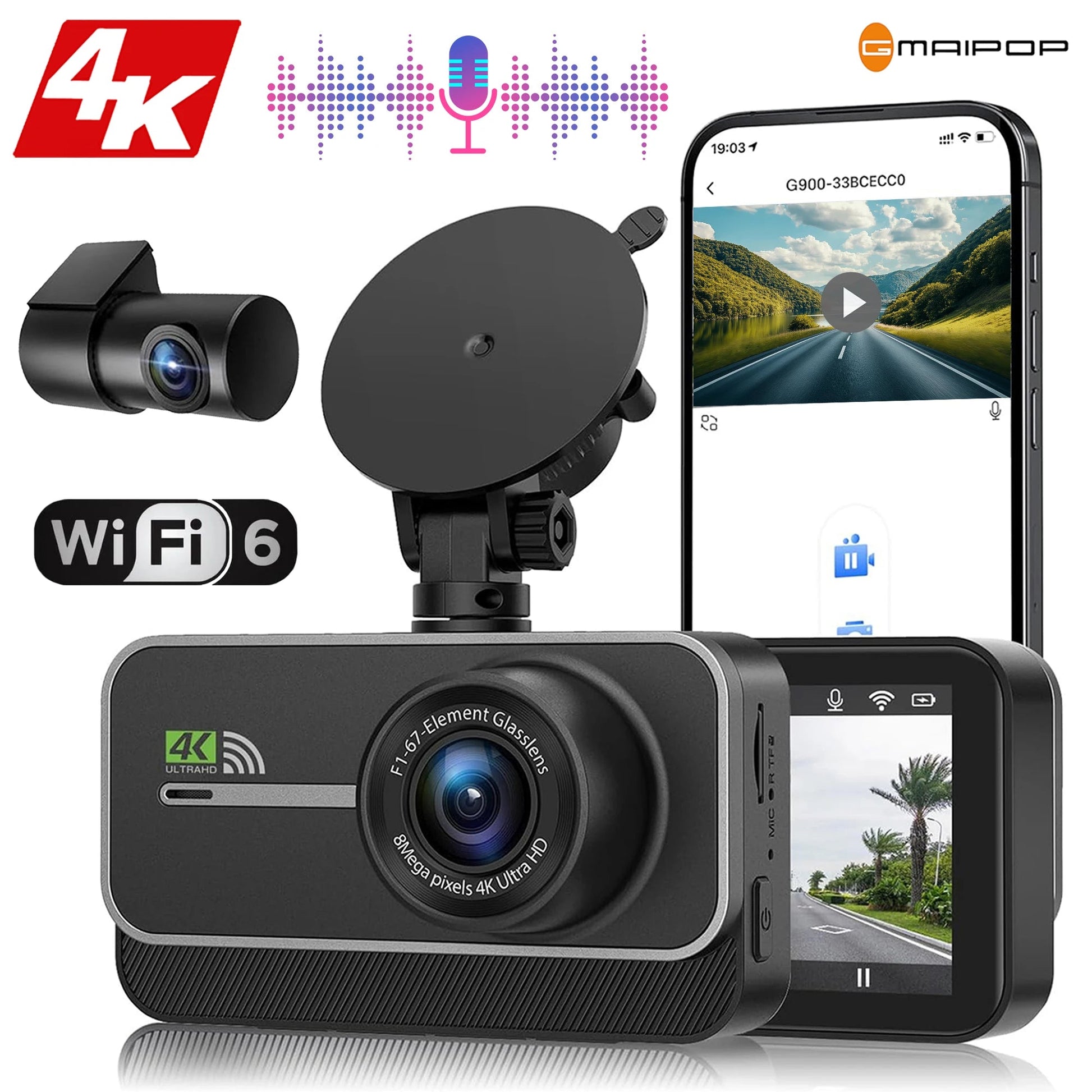 4K WiFi Dual Dash Cam Real 4K Optional rear/ cabin cam Installation 3"IPS NightVision 24H Parking Mode Dashboard Camera Recorder - 𝐝𝐮𝐯𝐥𝐚𝐬𝐡𝐨𝐩.𝐜𝐨𝐦