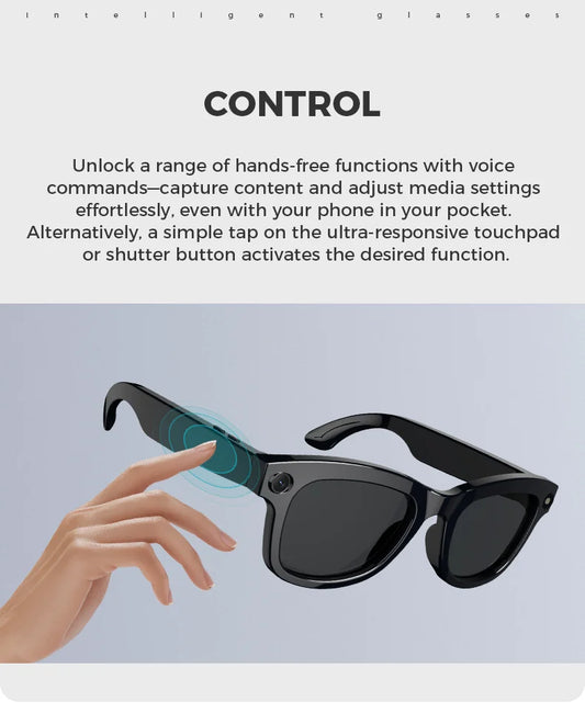 Bluetooth-KI-Fotobrille, Bluetooth-Sprachassistent für Anrufe, Echtzeitübersetzung, 5-Megapixel-Bildstabilisierung