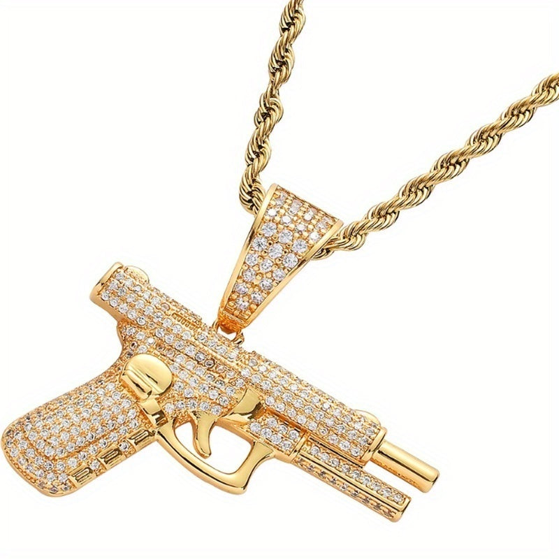 1 buc hip-hop trend zircon pistol pandantiv colier pentru bărbați și femei stradă rap bijuterii accesorii