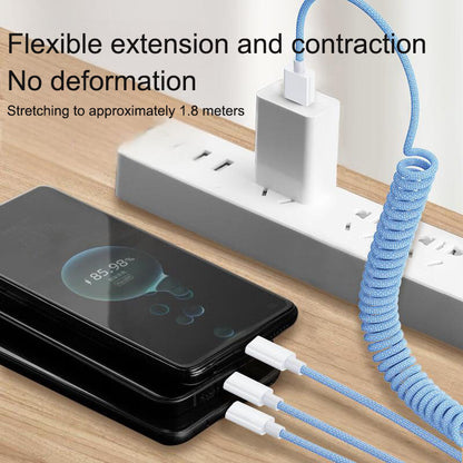 Suitable for one to three braided fast charging car data cable type-c three in one charging cable