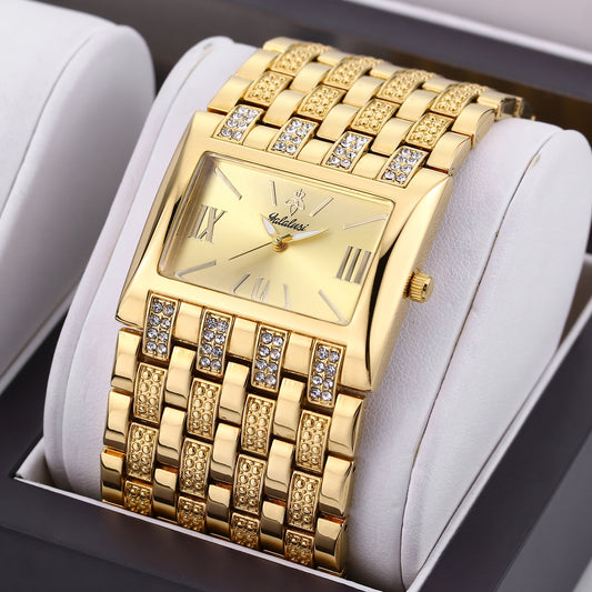 Women's Watch Hiphop Fashion Quartz Bracelet Watch Luxury Rhinestone Analog Bangle Cuff Watch