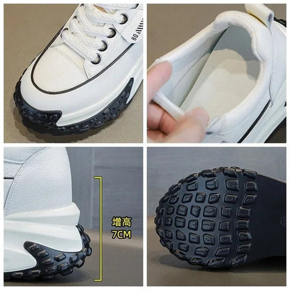 7CM Genuine Leather Platform Wedge Fashion Women Spring Well - fitting Autumn Chunky Sneakers Shoes Breathable Mixed Color Winter - 𝐃𝐔𝐕𝐋𝐀𝐒𝐇𝐎𝐏