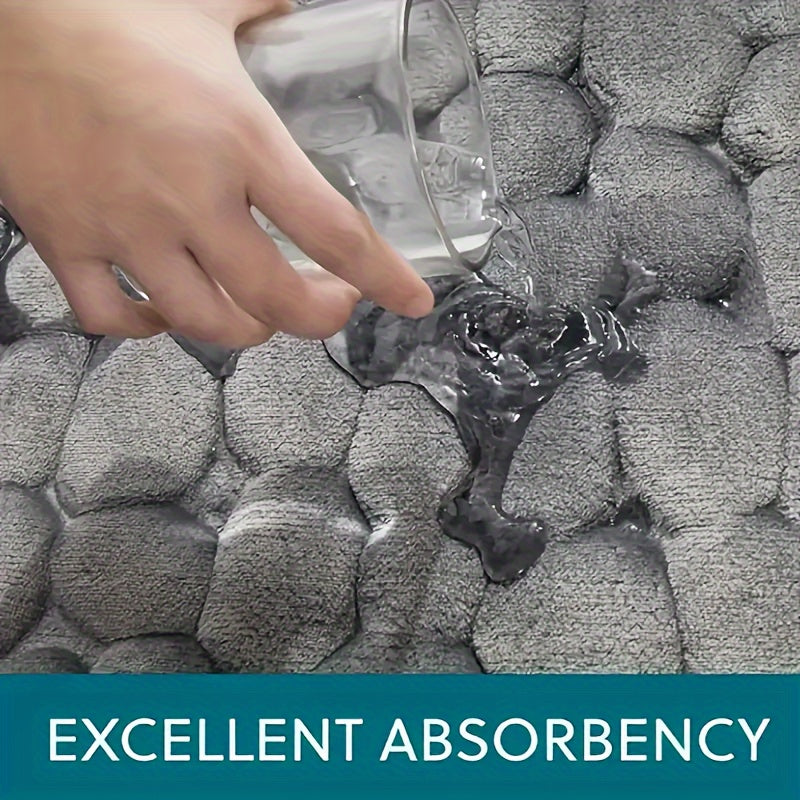 Covor de baie din fleece coral, spate antiderapant din PVC, lavabil la mașină, fir scurt, țesut plat, formă alungită, 450 g/m² - Covoraș de baie moale și confortabil, cu absorbție excelentă