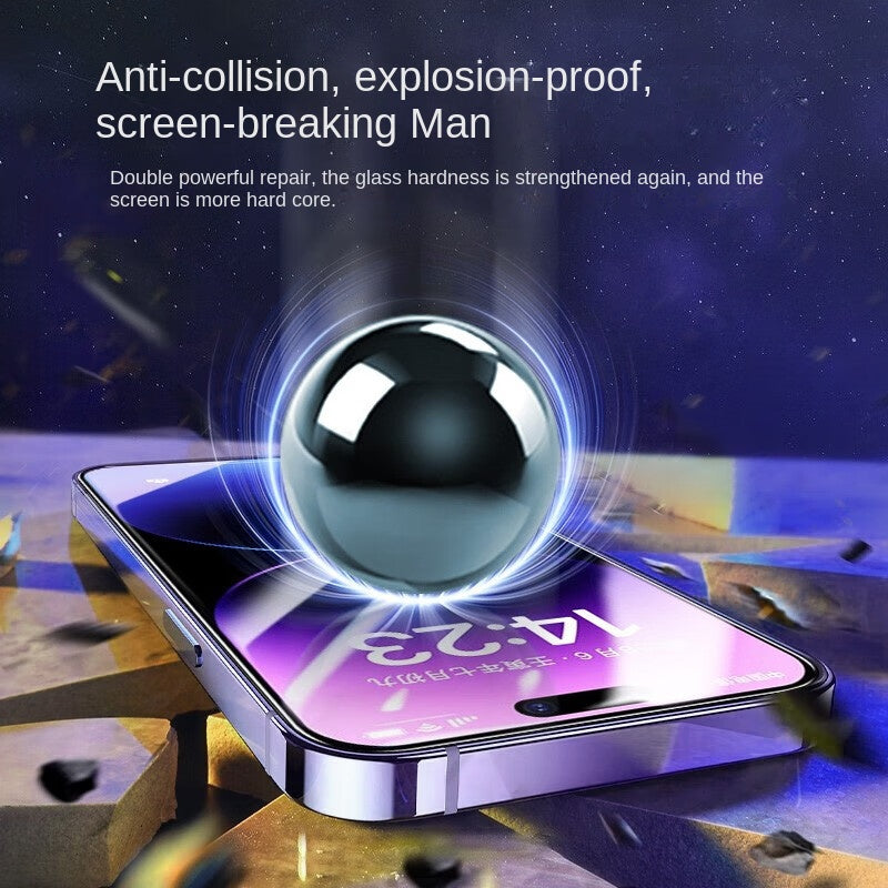 Protector de ecran din sticlă securizată pentru Apple iPhone 15 Pro Max, folie anti-spionaj cu instrument de aplicare cu rolă anti-praf