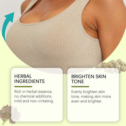 Crème hydratante pour la poitrine à base de plantes, soin nourrissant pour la peau du buste, texture riche et apaisante.