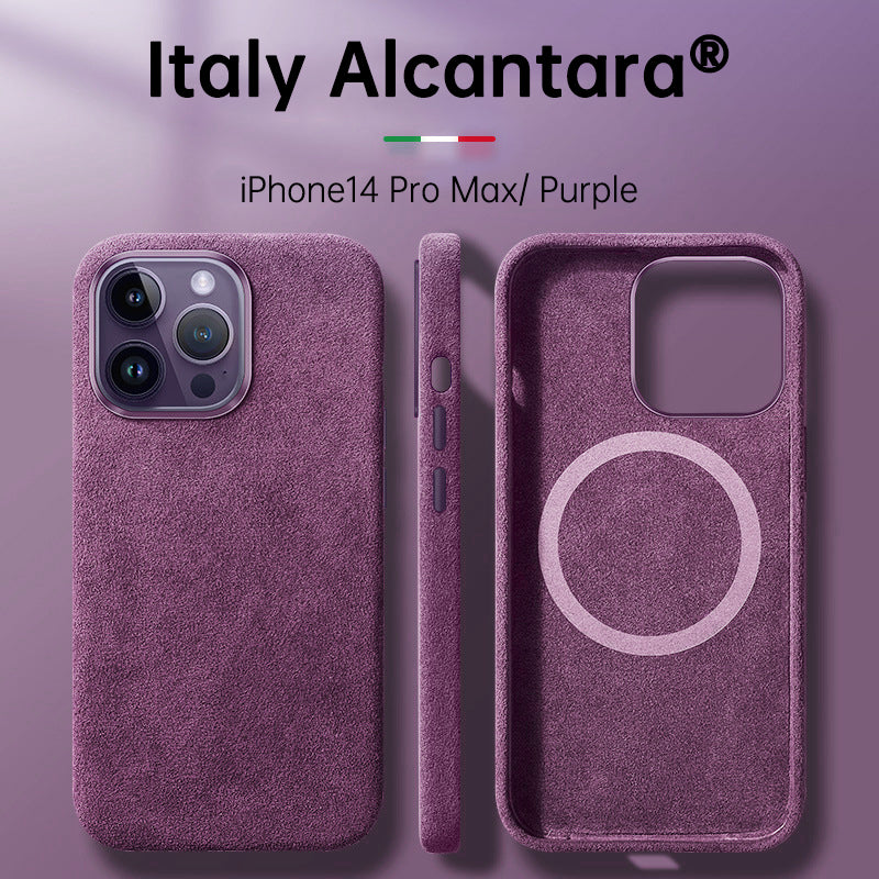 Carcasă din Alcantara italiană pentru iPhone 15 Pro Max, din piele business, pentru iPhone 13 Pro Max, cu magneți