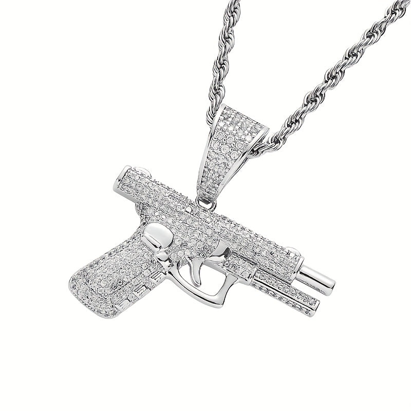 1 buc hip-hop trend zircon pistol pandantiv colier pentru bărbați și femei stradă rap bijuterii accesorii