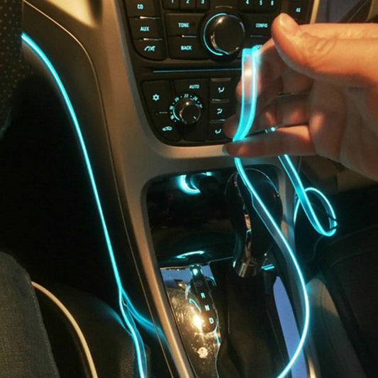 Lampă de atmosferă pentru accesorii interioare auto de 5 m, linie colorată cu lumină rece, cu USB DIY, decorativă, pentru bord, consolă, ușă, lumină LED