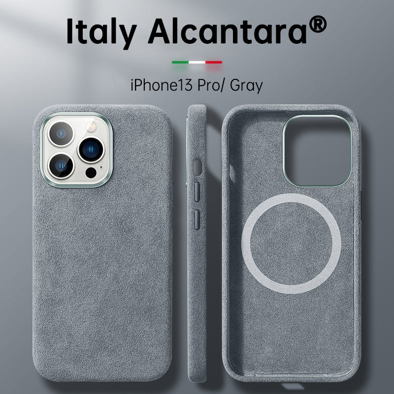Carcasă din Alcantara italiană pentru iPhone 15 Pro Max, din piele business, pentru iPhone 13 Pro Max, cu magneți