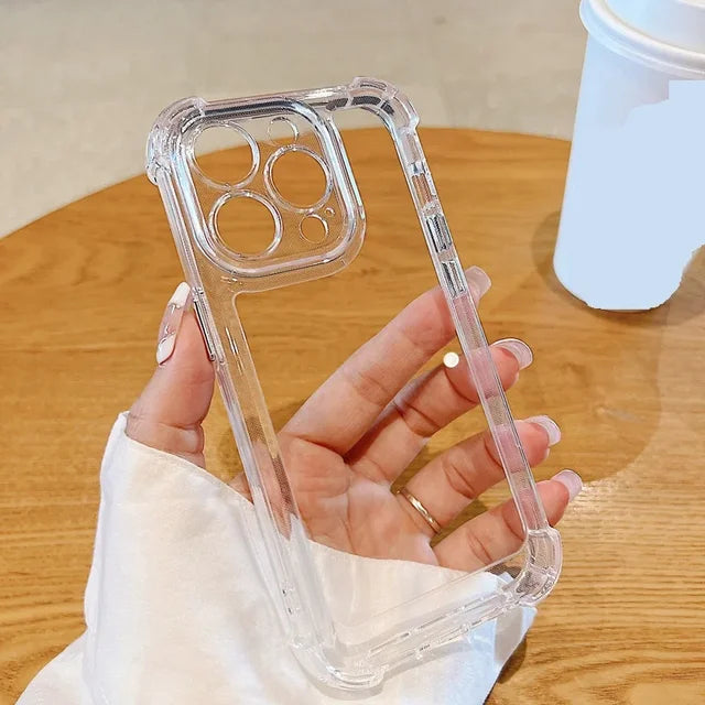 Carcasă de telefon rezistentă la șocuri pentru iPhone 11 12 13 14 15 Pro Max Plus X XS XR, acrilică transparentă