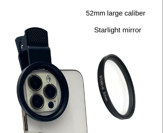 Accesorii telefon cu obiectiv de 52 mm, oglindă strălucitoare Starlight, oglindă cu linii scurte, oglindă Starburst, 4/6/8 linii simple
