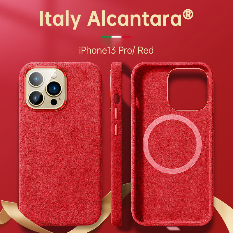 Carcasă din Alcantara italiană pentru iPhone 15 Pro Max, din piele business, pentru iPhone 13 Pro Max, cu magneți