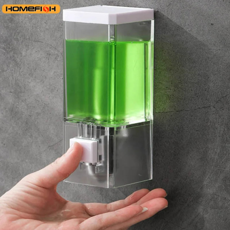Homefish Perforated Manual Press Soap Dispenser Wall Mounted Traceless Disinfectant Bottle Bathroom Transparent Soap Dispenser