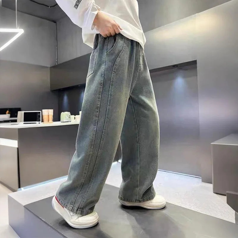 Boys' jeans, handsome and versatile, children's pants, casual boys' pants, street style fashion, spring and autumn seasons