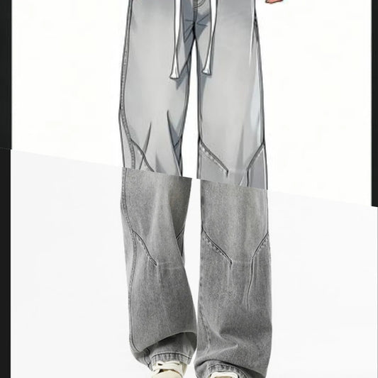 Blugi largi pentru bărbați, stil coreean, stil streetwear, stil coreean, stil coreean, stil coreean, stil coreean, stil Y2K, stil albastru, stil clasic, stil coreean ...