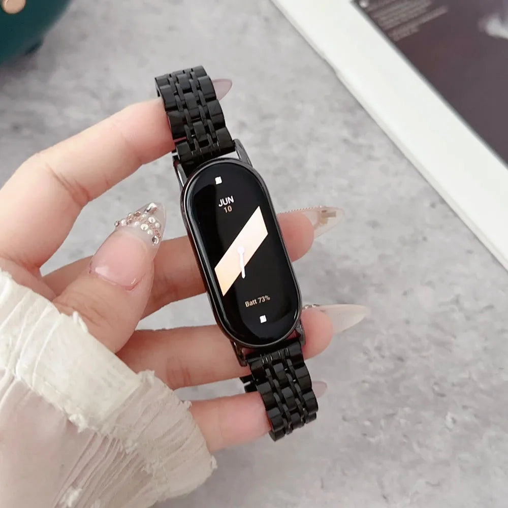 Band Strap for Smart Mi Band 8/9/10 Bracelet with Link Removal tool Metal Wristband for Xiaomi Mi Band 8 Watchband for Men Women