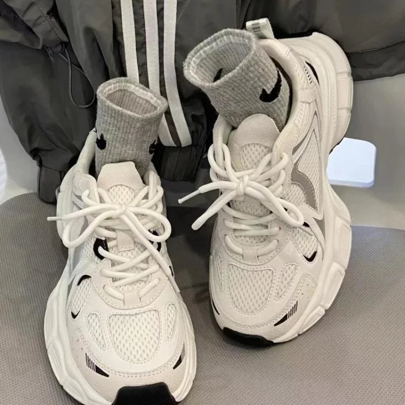 Pantofi sport respirabili cu plasă 2025 pentru femei, sport, alergare, casual, fitness, vulcanizați, coșuri, adidași de lux pentru femei