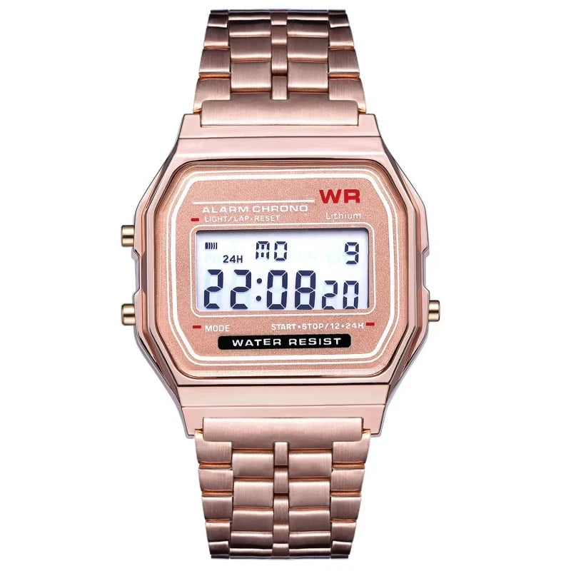 F91W Multi-Functional LED Digital Sports Watch Unisex Steel Band Business Clock with Alarm Week Display And Back Light