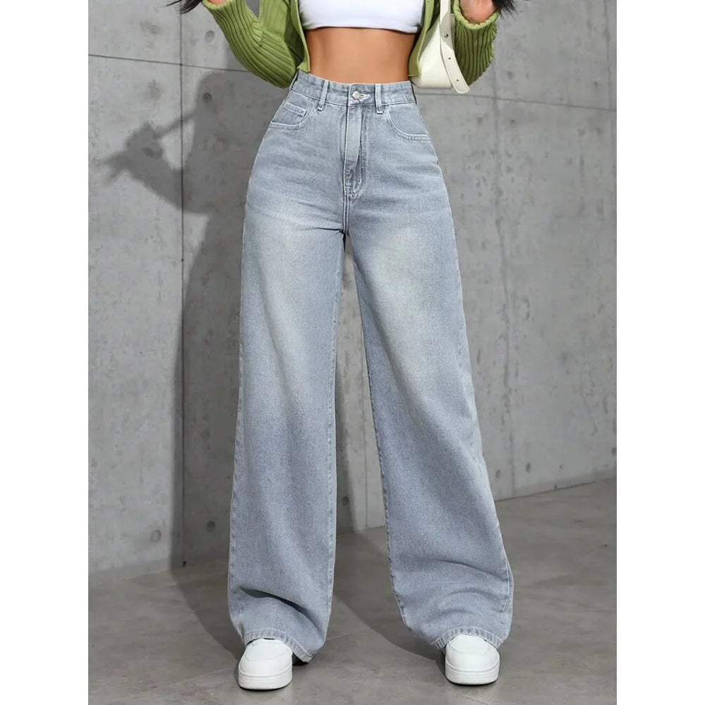 High Waist Straight Leg Jeans Women's Summer New Loose Casual Long Pants Wish Trendy Brand Cross-Border Fashionable Denim
