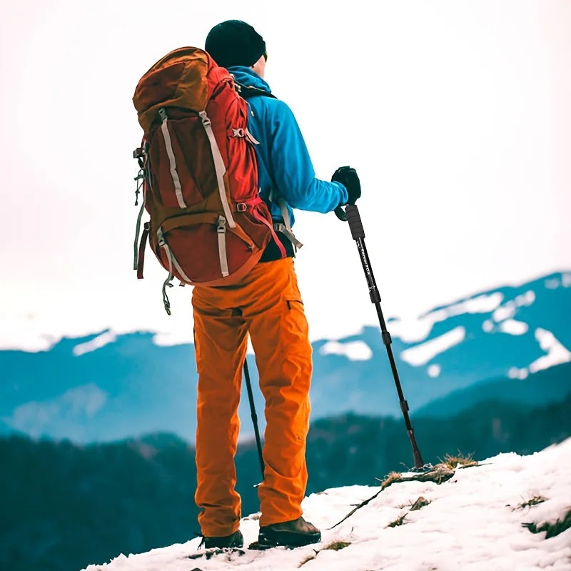 Lightweight outdoor trekking pole with four adjustable height and anti slip grip, essential for hiking