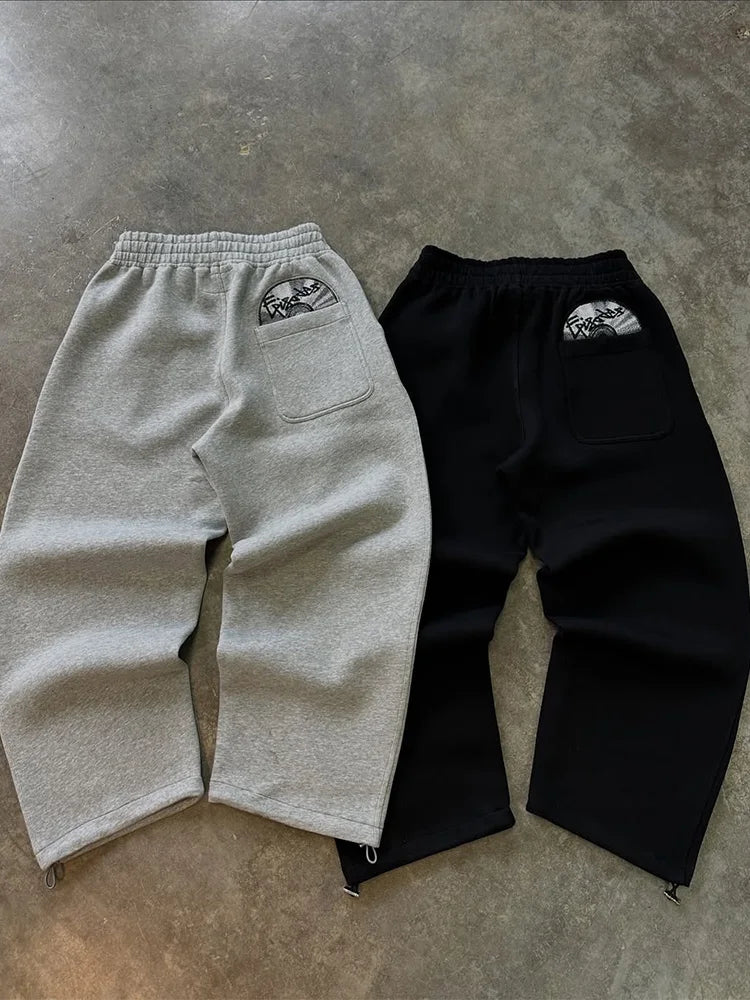 2025 Trendy High Street Retro Casual Streetwear Bărbați Sport Costum Y2K Harajuku Brodat Hanorac bărbați Hip-hop Pantaloni de trening lejeri