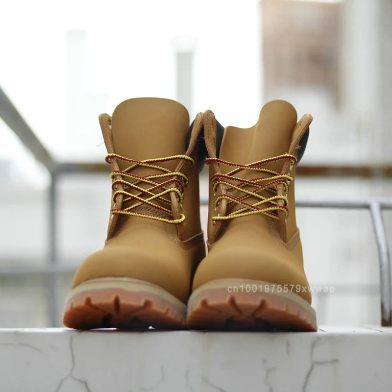 Top Nubuk Boots Men Fashion Outdoor Shoes Genuine Leather Boots 2025 Male and Women Casual Waterproof Boots 6 Inch Boots