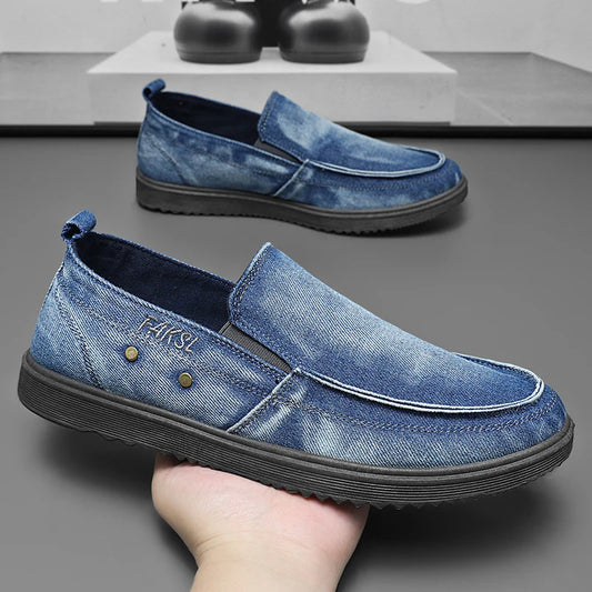 Men's Denim Canvas Shoes Summer 2025 New Lightweight Breathable Soft Slip on Casual Shoes Fashion Driving Loafers Men Footwear