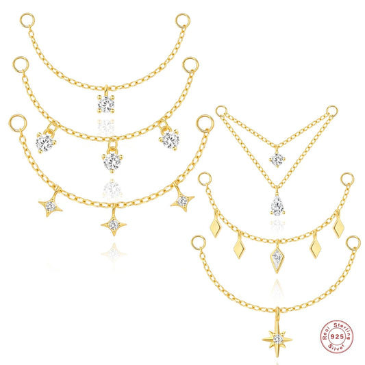 AIDE 925 Argint Sterling 9 Tipuri Zircon CZ Lanț Piese de Schimb Rock Punk Hoop Piercing Cercei Picătură Bijuterii Fine Cadou 1 buc