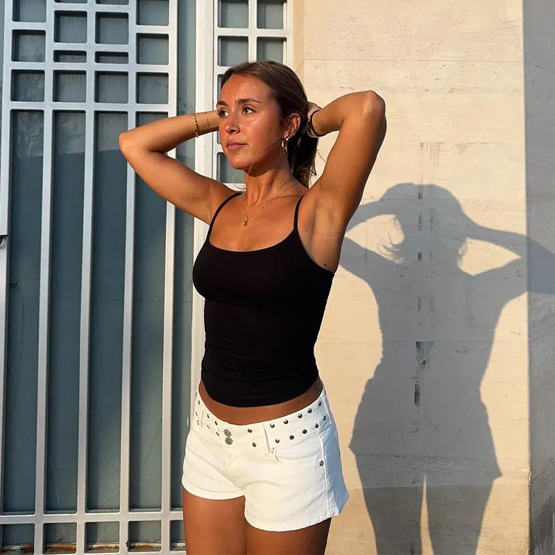 Street Women's Denim Shorts Pentagram Pattern Pocket Low Waist Slim Zipper Female Mini Jeans 2026 Spring Summer Chic Lady Shorts