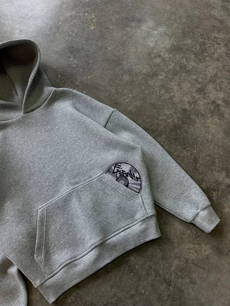 2025 Trendy High Street Retro Casual Streetwear Bărbați Sport Costum Y2K Harajuku Brodat Hanorac bărbați Hip-hop Pantaloni de trening lejeri