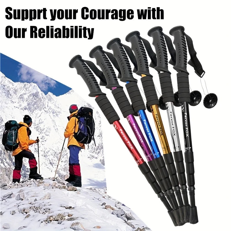 Lightweight outdoor trekking pole with four adjustable height and anti slip grip, essential for hiking