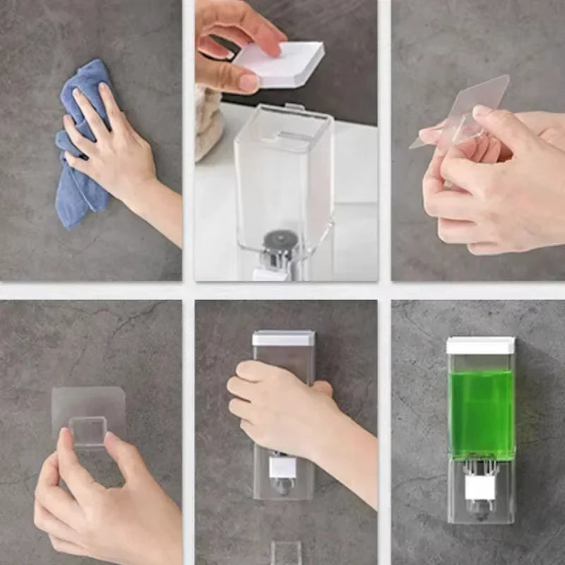 Homefish Perforated Manual Press Soap Dispenser Wall Mounted Traceless Disinfectant Bottle Bathroom Transparent Soap Dispenser