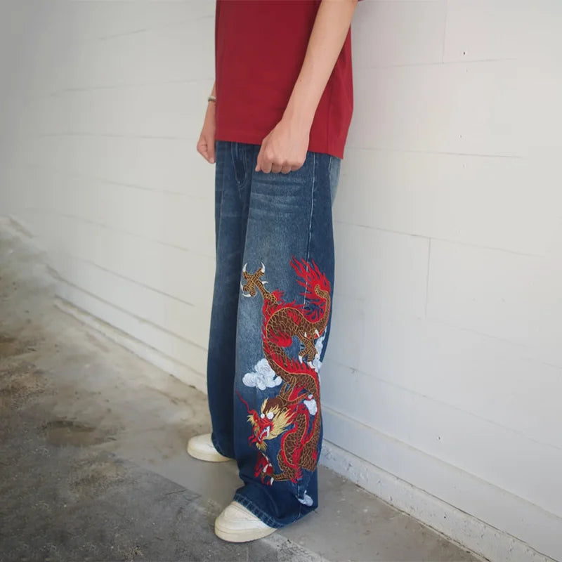 Y2K Vintage Light Blue Black Washed Jeans Tape Design Graffiti Letter Loose Fit Distressed Denim Streetwear Hip Hop Rock Unisex