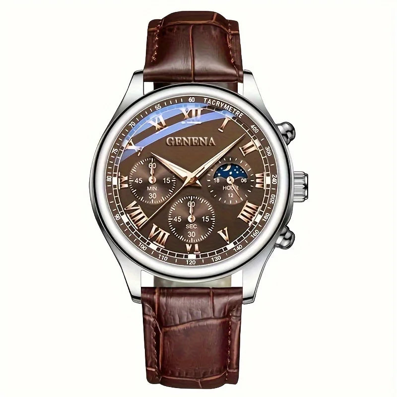 GENEVA High Quality Men's Luxury Belt Fashion Quartz Watch Men