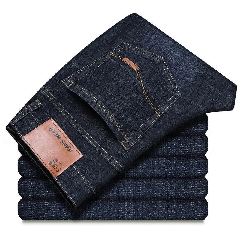 JEAN Neue Business-Jeans für Herren, lässig, gerade geschnitten, Stretch, modisch, klassisch, blau/schwarz, Arbeits-Denim-Hose, Markenbekleidung für Herren