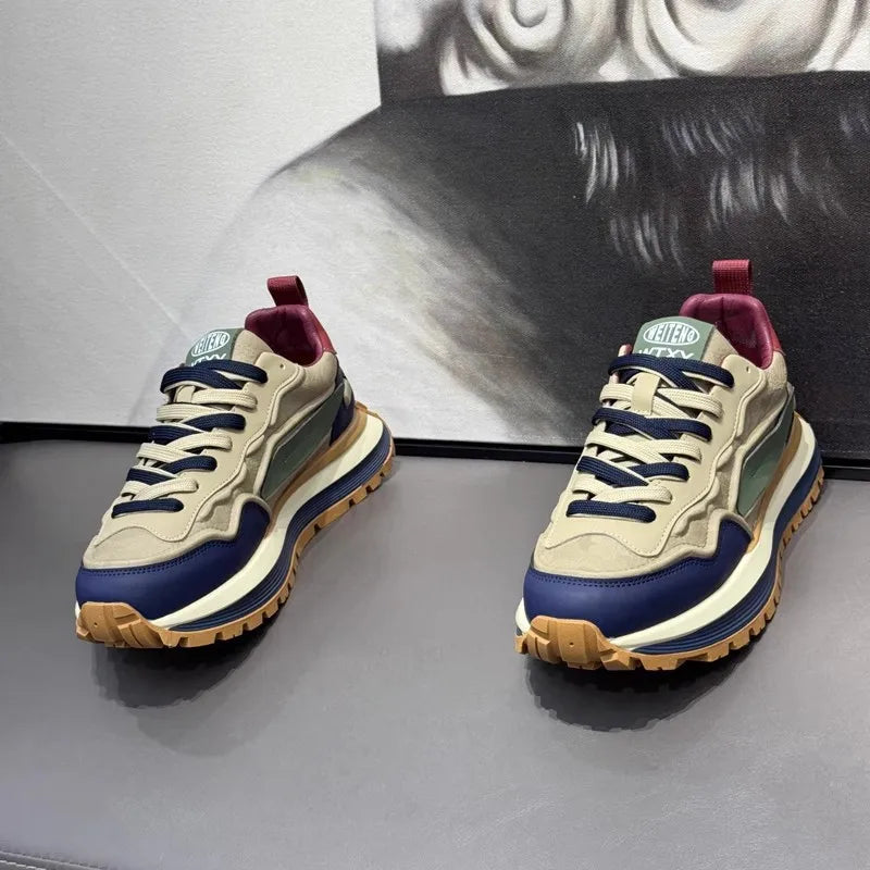 Pantofi sport noi 2025 pentru bărbați, pantofi sport din piele întoarsă artificială, de vară, pentru bărbați, pantofi de alergare la modă, adidași pentru bărbați