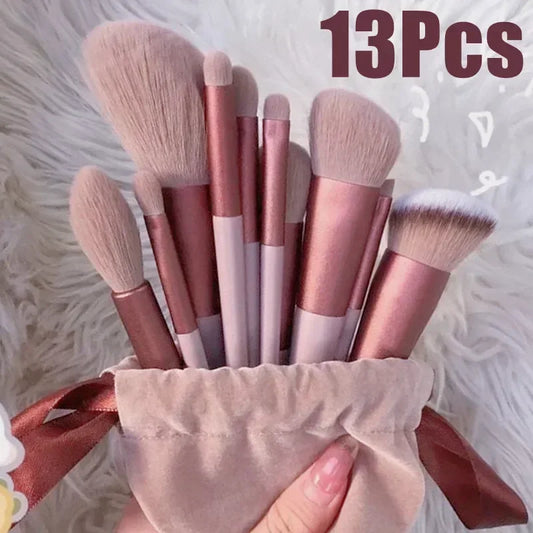 13 buc pensule de machiaj set fard de pleoape fundație femei pensulă cosmetică fard de pleoape blush frumusețe moale machiaj instrumente geantă
