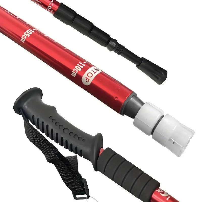 Lightweight outdoor trekking pole with four adjustable height and anti slip grip, essential for hiking