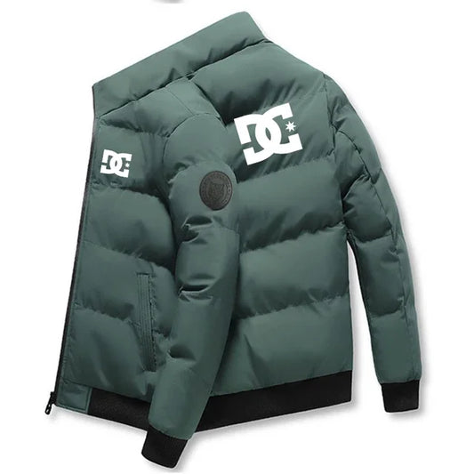 Fashion autumn and winter short men's zipper warm cotton-padded jacket, outdoor windproof new printed thick men's casual jacket