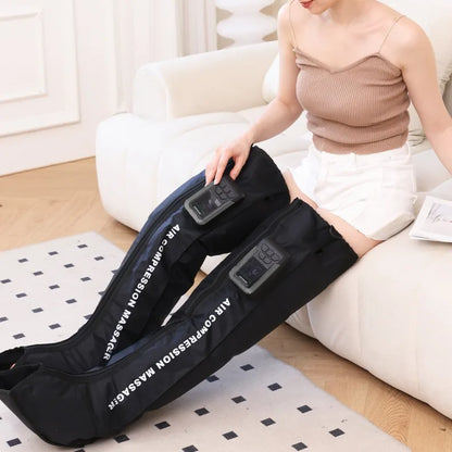Professional pneumatic leg massagers promote leg relaxation and massage the thighs, calves.
