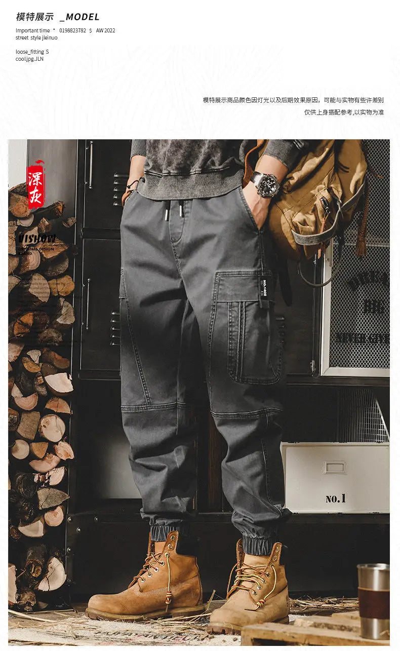 ARENS Techwear Cargo Pants Men Black Cargo Trousers Male Vintage Japanese Streetwear Hip Hop Pockets Casual Safari Style Loose