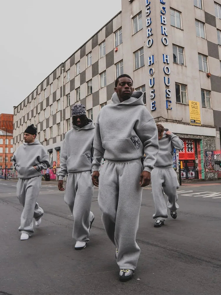 2025 Trendy High Street Retro Casual Streetwear Bărbați Sport Costum Y2K Harajuku Brodat Hanorac bărbați Hip-hop Pantaloni de trening lejeri