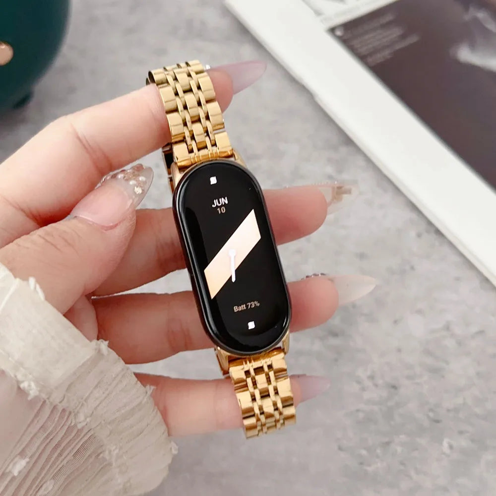 Band Strap for Smart Mi Band 8/9/10 Bracelet with Link Removal tool Metal Wristband for Xiaomi Mi Band 8 Watchband for Men Women