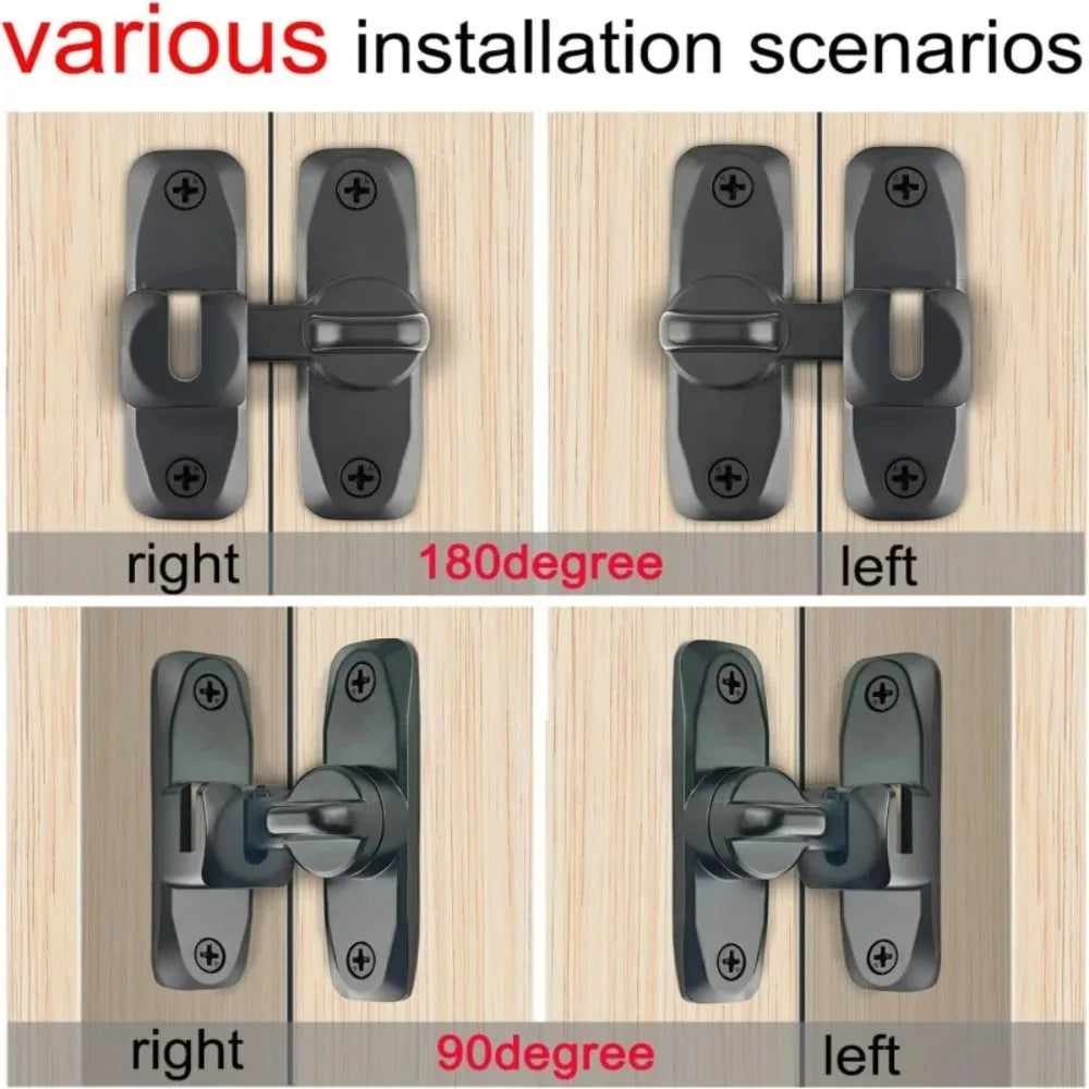 90/180 Degree Flip Door Lock Home Security Sliding Door Latch Small Gate Latches Hardware Anti-theft Lock Zinc Alloy Door Bolts